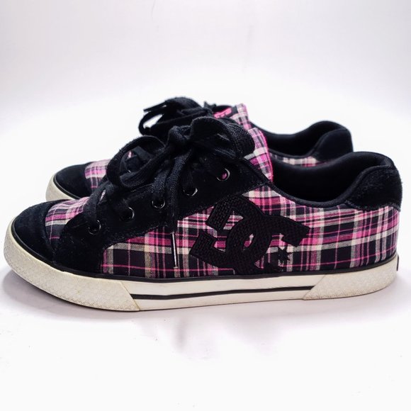 DC Shoes Chelsea Women's Skate Shoes Black / Pink Plaid Size 10 - Picture 4 of 8